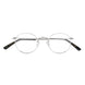 Round eyeglasses with black accents on a white background