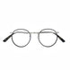 Round eyeglasses with black frames on a white background
