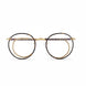 Round eyeglasses with gold frame on a white background