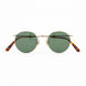 Round eyeglasses with gold frame and tortoiseshell accents on a white background