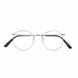 Round eyeglasses with black arms on a white background