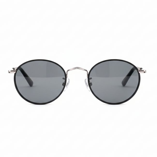 Black Panto Grey Lenses - Centered Front