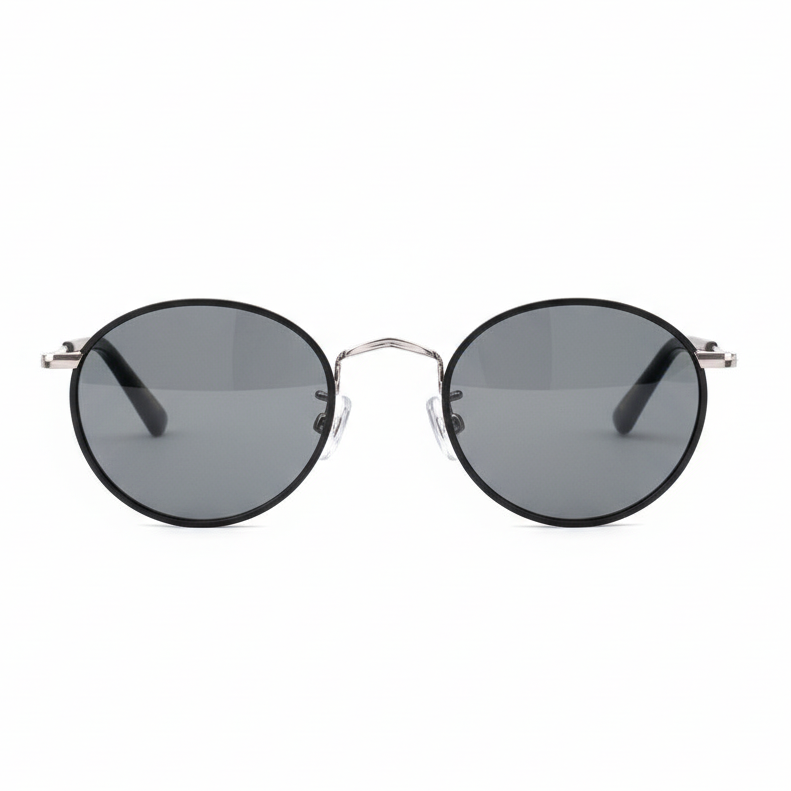 Black Panto Grey Lenses - Centered Front
