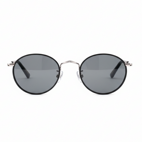 Black Panto Grey Lenses - Centered Front