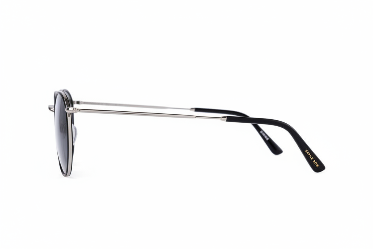 Black Panto with Grey Lenses - Side