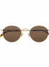 Gold Panto Brown Lenses - Front