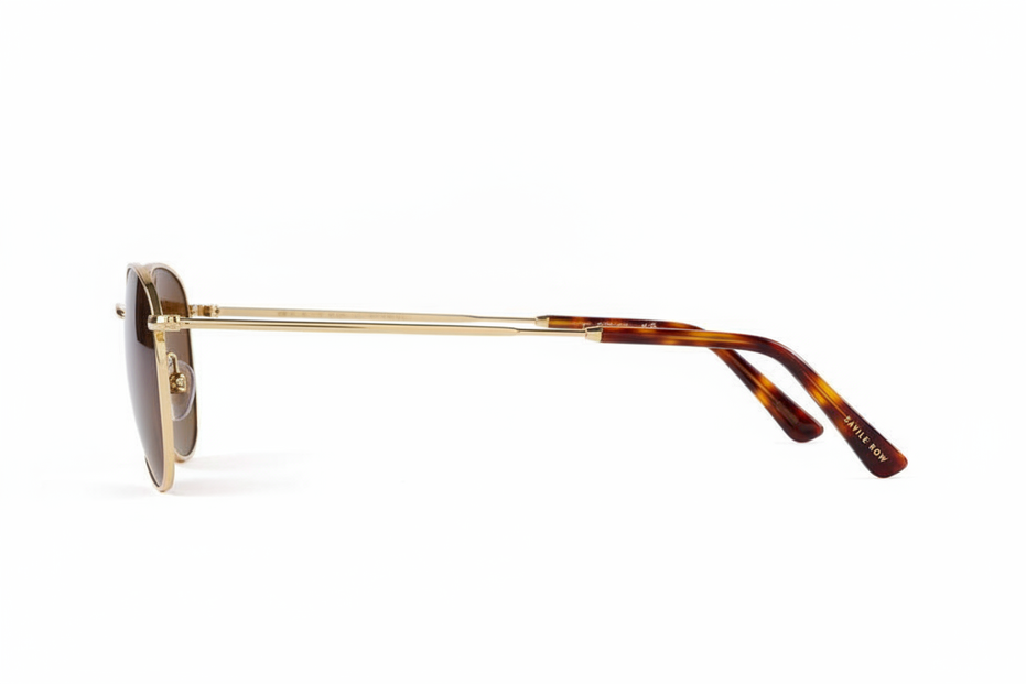 Gold Panto Brown Lenses - Side