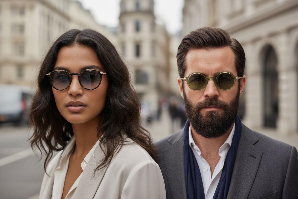 Luxury couple campaign Savile Row eyewear