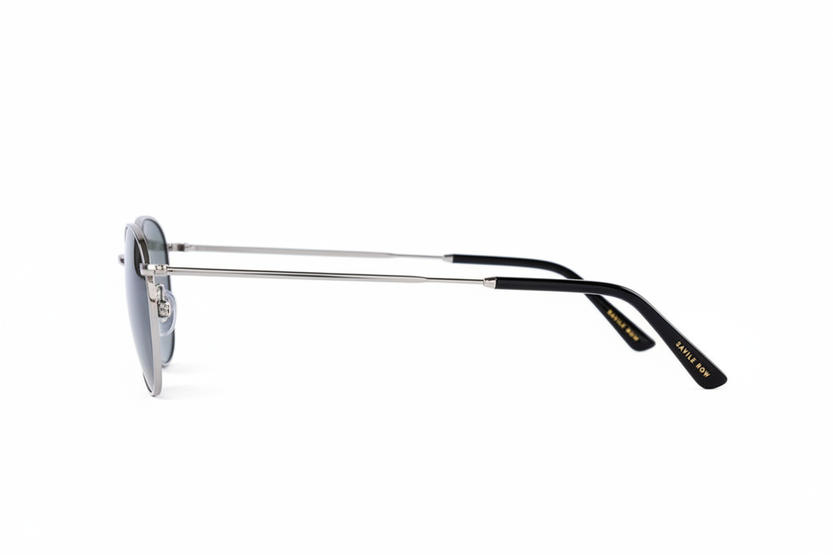 Silver Panto Grey Lenses - Side